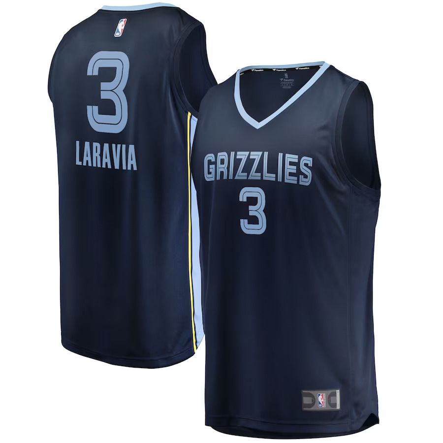 Men Memphis Grizzlies 3 Jake LaRavia Fanatics Branded Navy Draft First Round Pick Fast Break Replica Player NBA Jersey